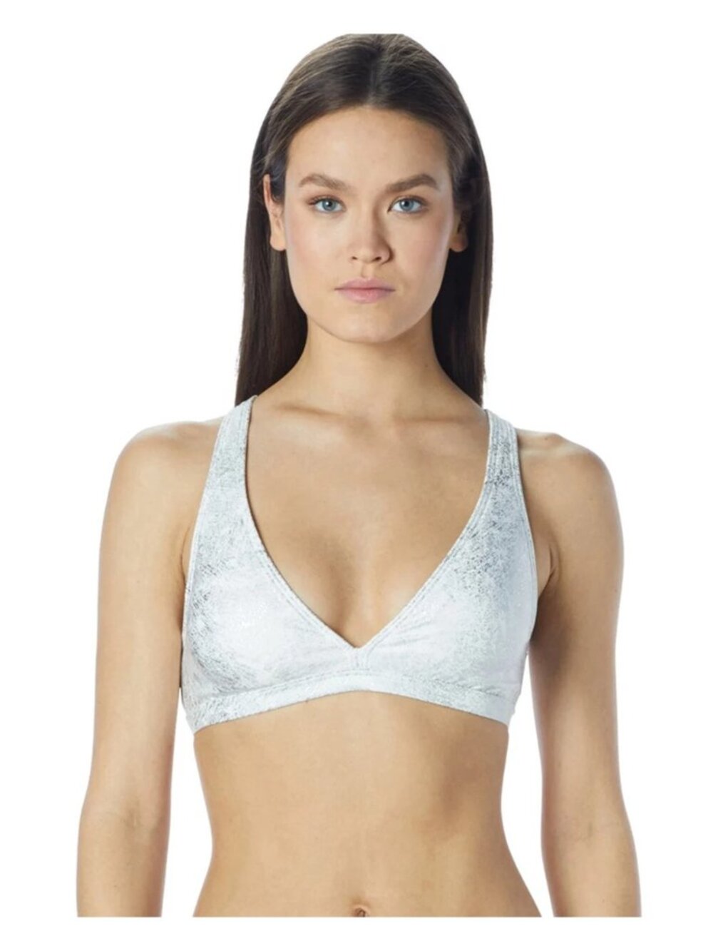 Carmen Marc Valvo Deluxe Strappy Back Triangle Bikini Top, Size Medium